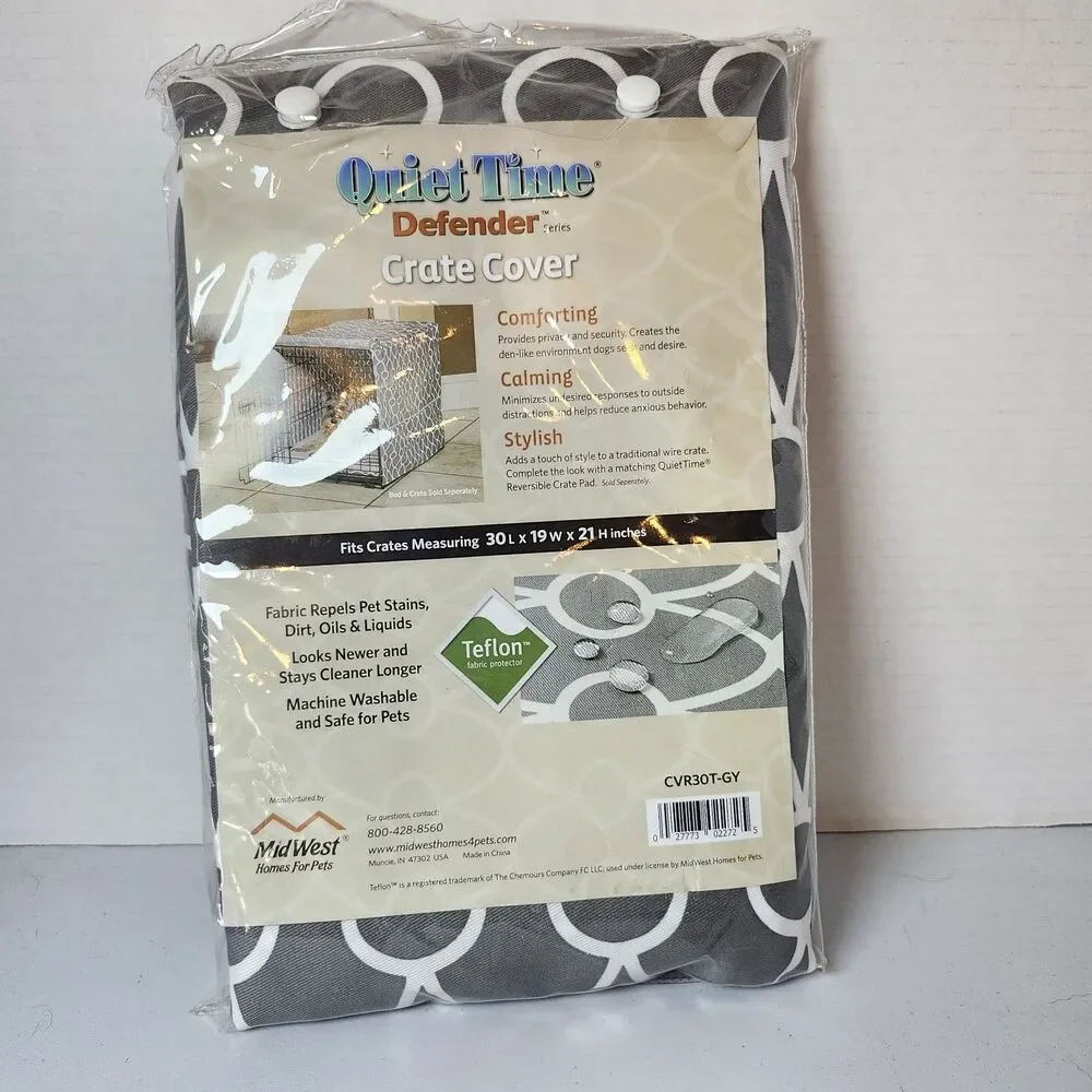 Midwest Quiet Time Defender Pet Crate Cover Gray Pattern 30